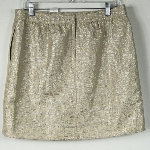 New Loft Pencil Gold Skirt Silver Sparkle Lined - Picture 2 of 7